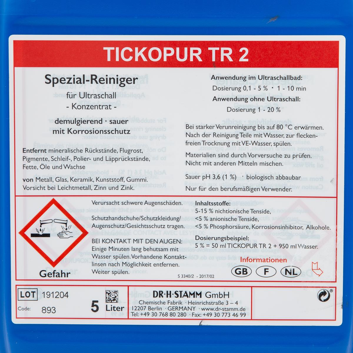 TICKOPUR TR 2 Etikett