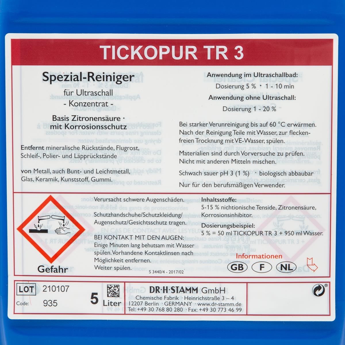 TICKOPUR TR 3 Etikett