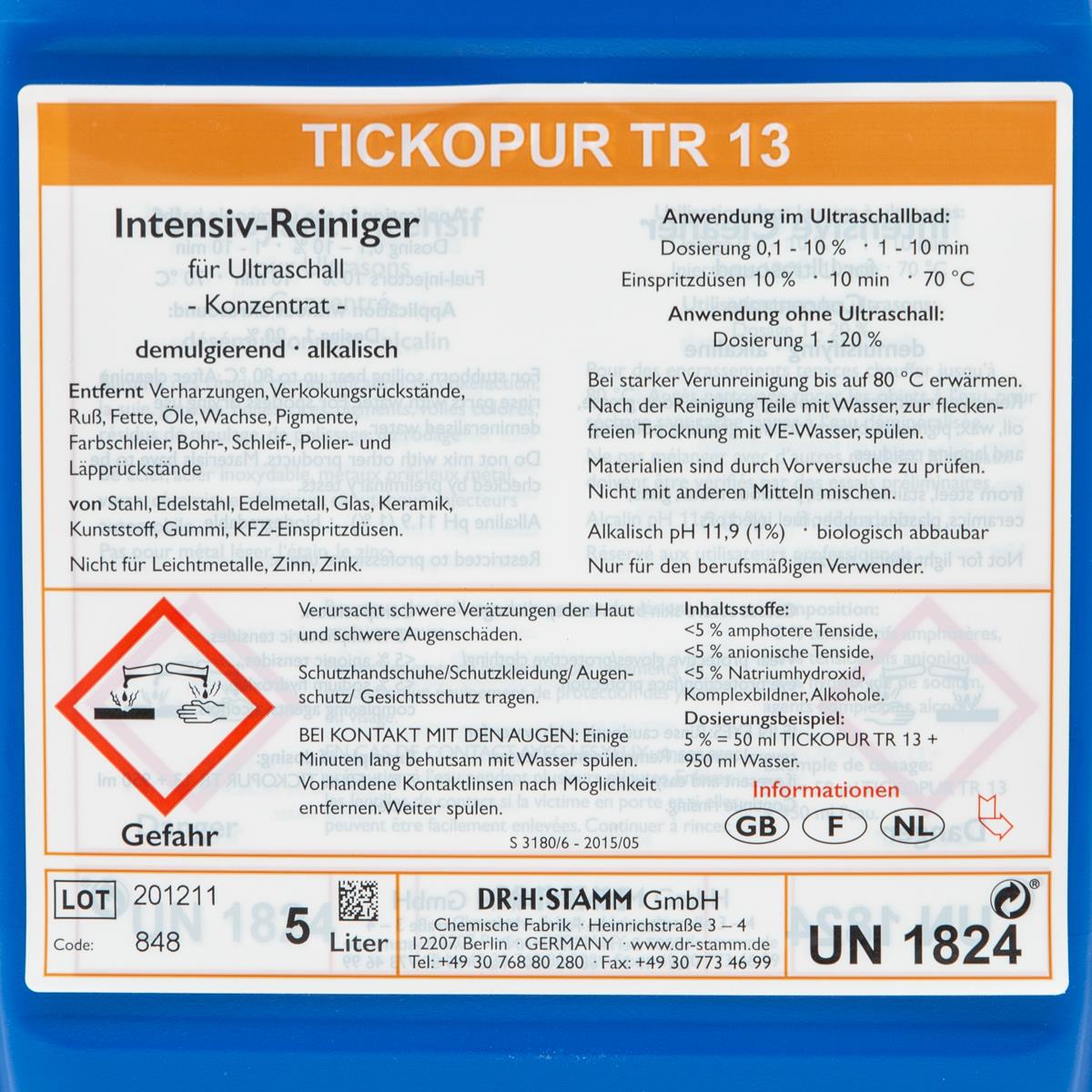 TICKOPUR TR 13 Etikett