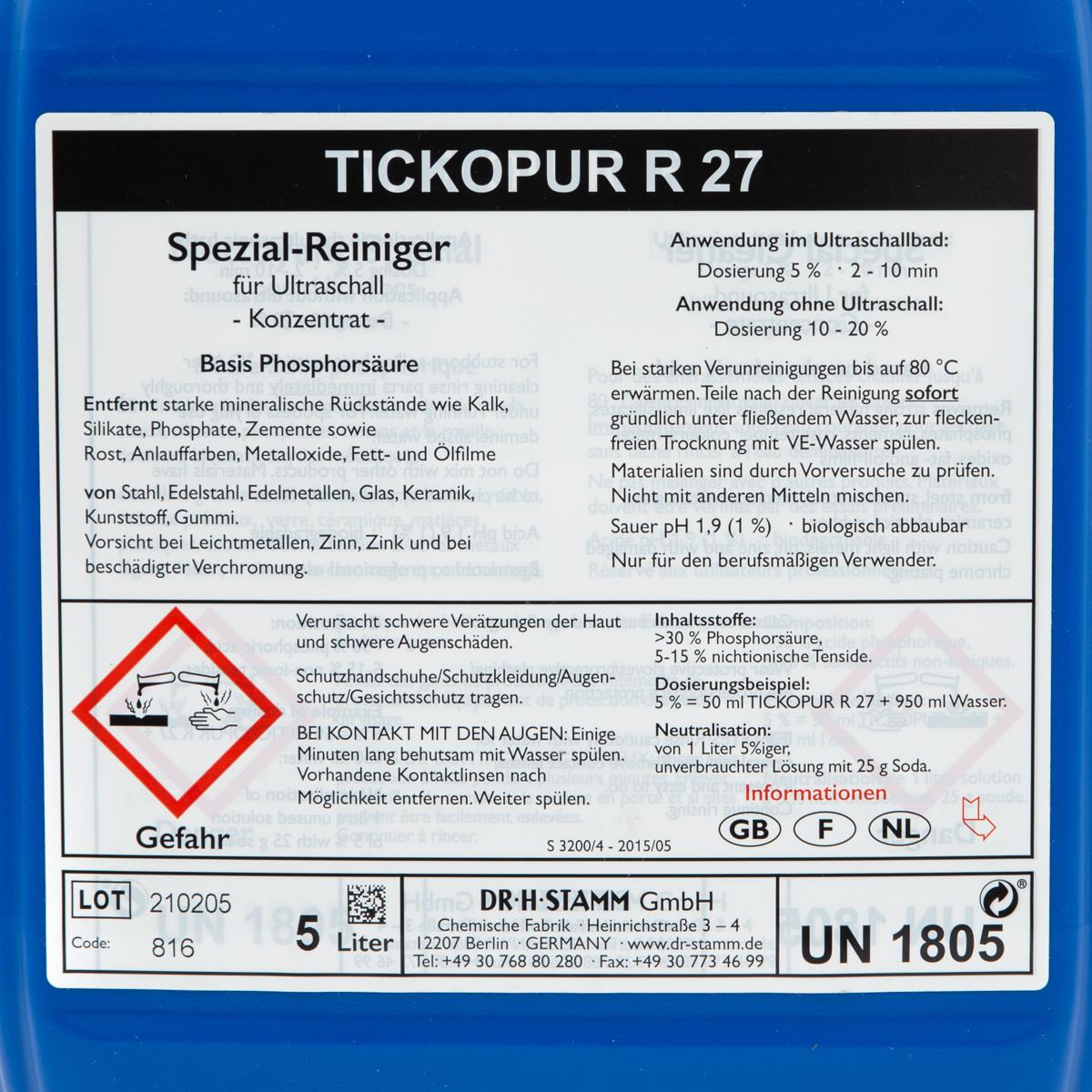 TICKOPUR R 27 Etikett