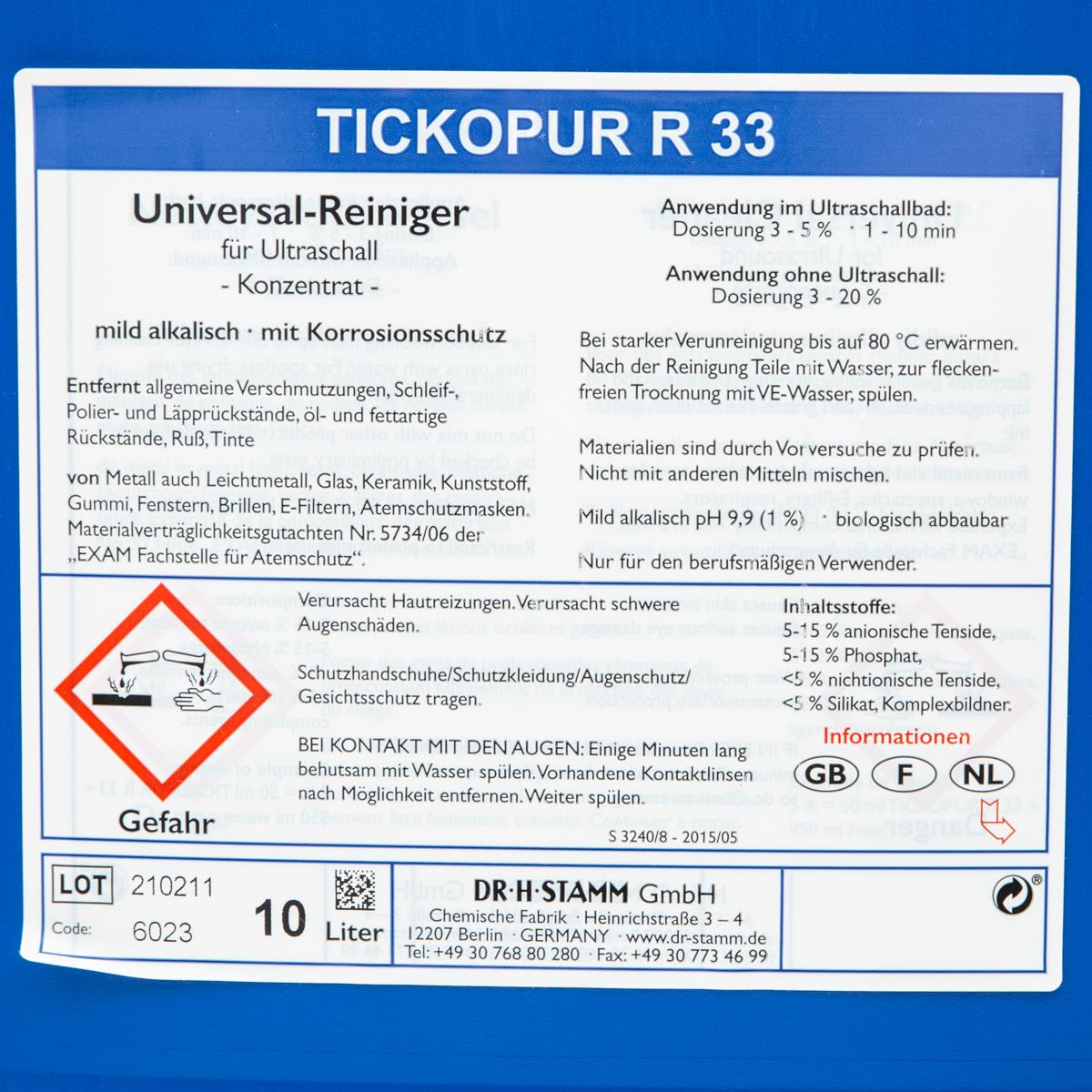 TICKOPUR R 33 Etikett