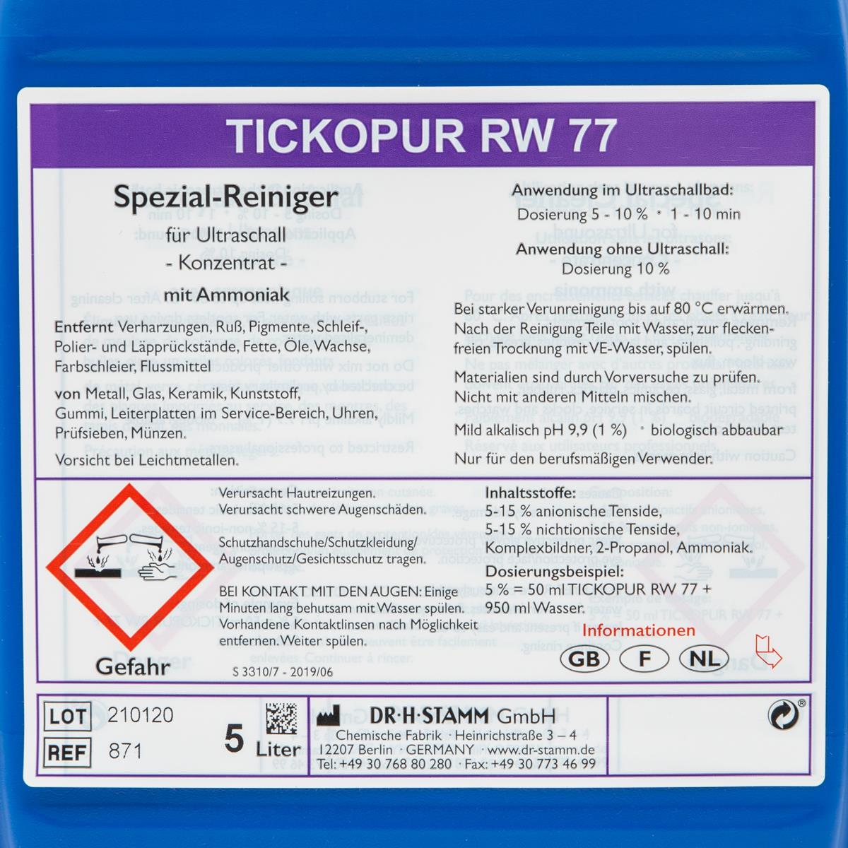 TICKOPUR RW 77 Etikett
