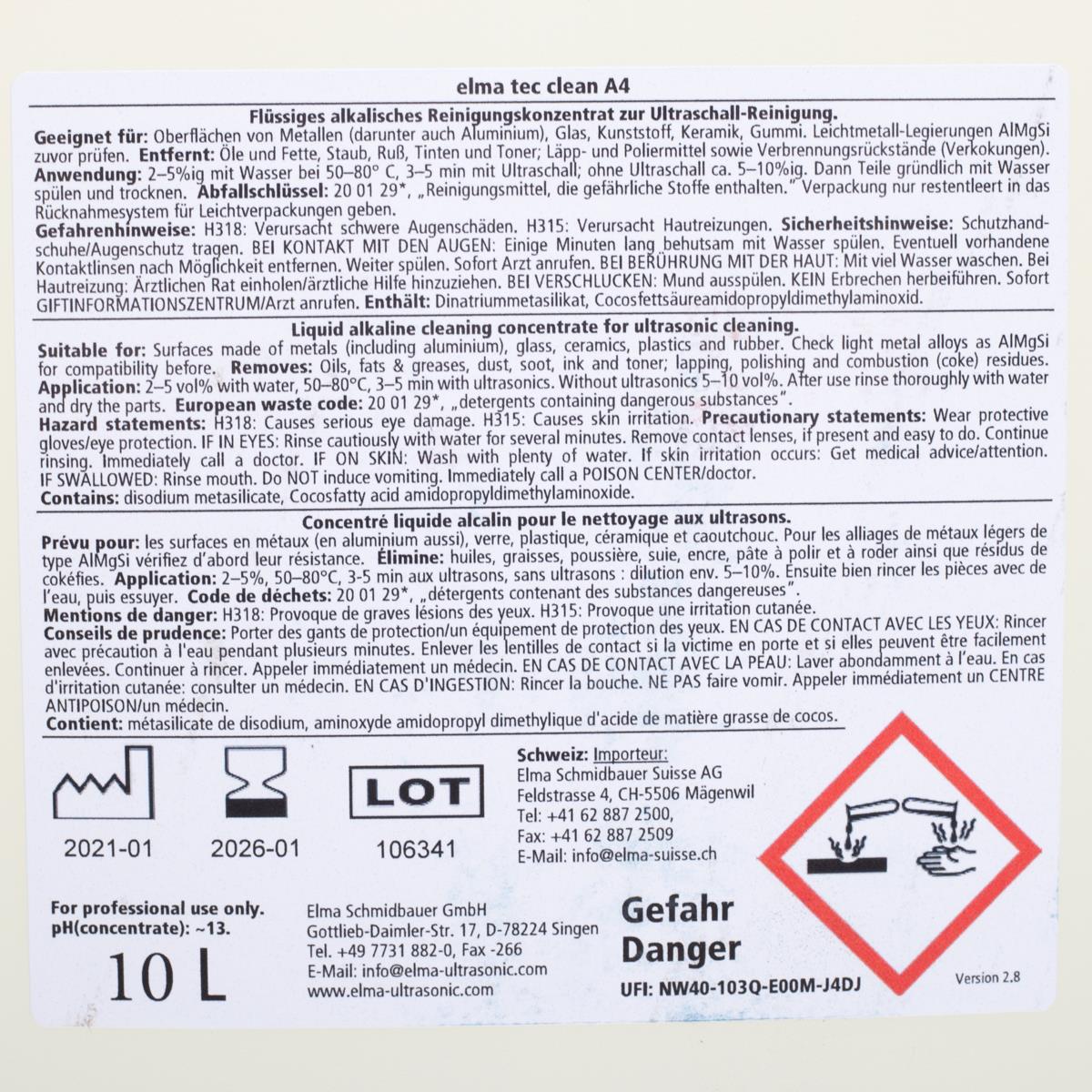 elma tec clean A4 Etikett Rückseite