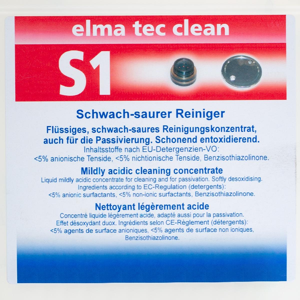 elma tec clean S1 Etikett Vorderseite
