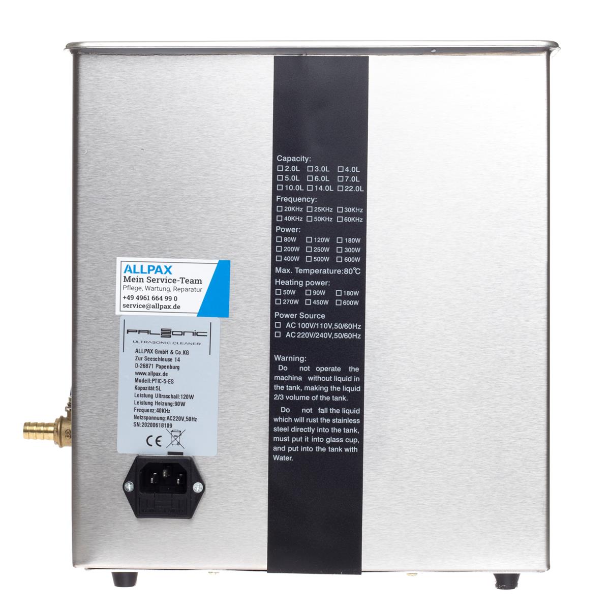 Ultraschallreiniger Rückseite