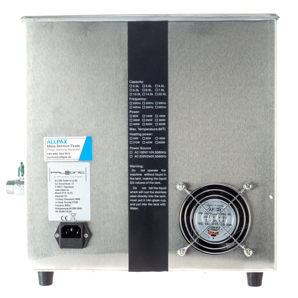 Ultraschallreiniger Rückseite