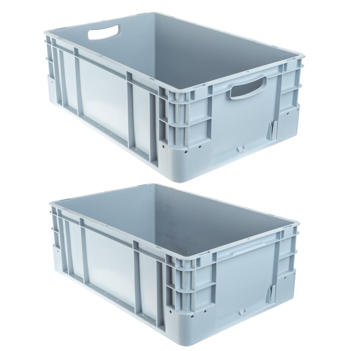 Euronorm Stapelbox, offene und geschlossene Handgriffe