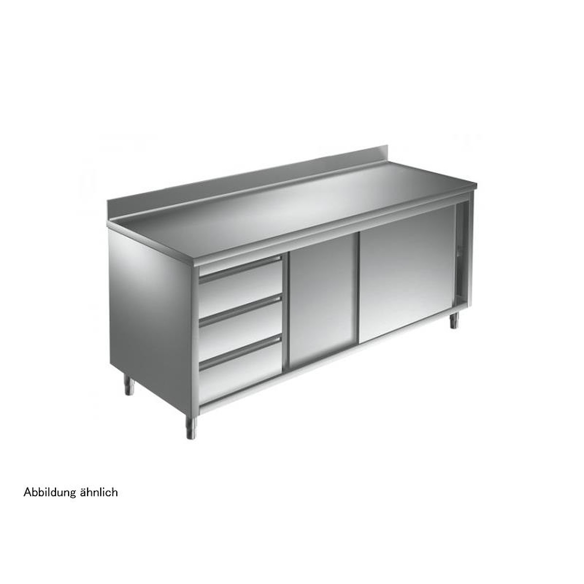 Arbeitsschrank 2000 x 600 mm - mit Schiebetüren, 3 Schubladen