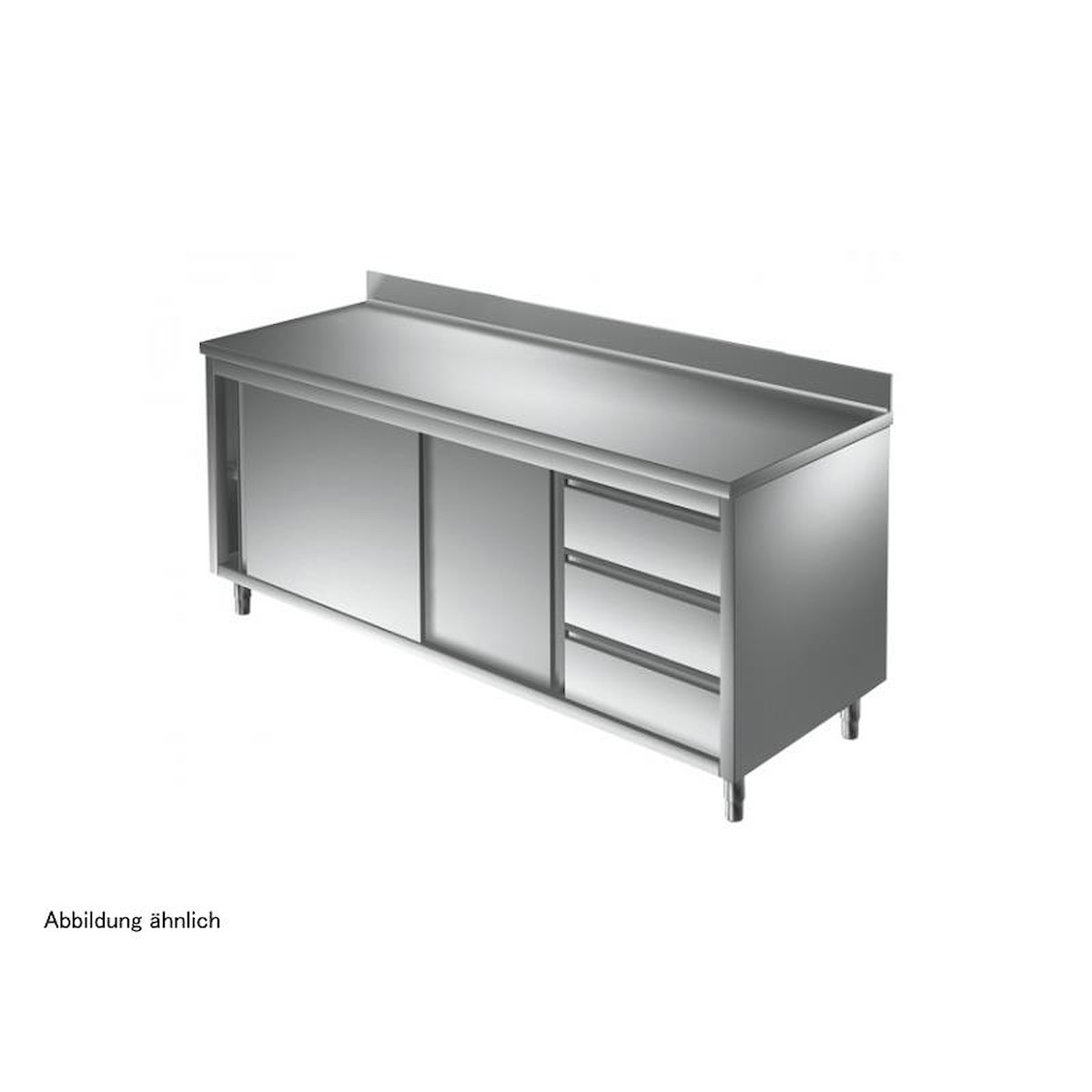 Arbeitsschrank 1000 x 600 mm - mit Flügeltür, 3 Schubladen