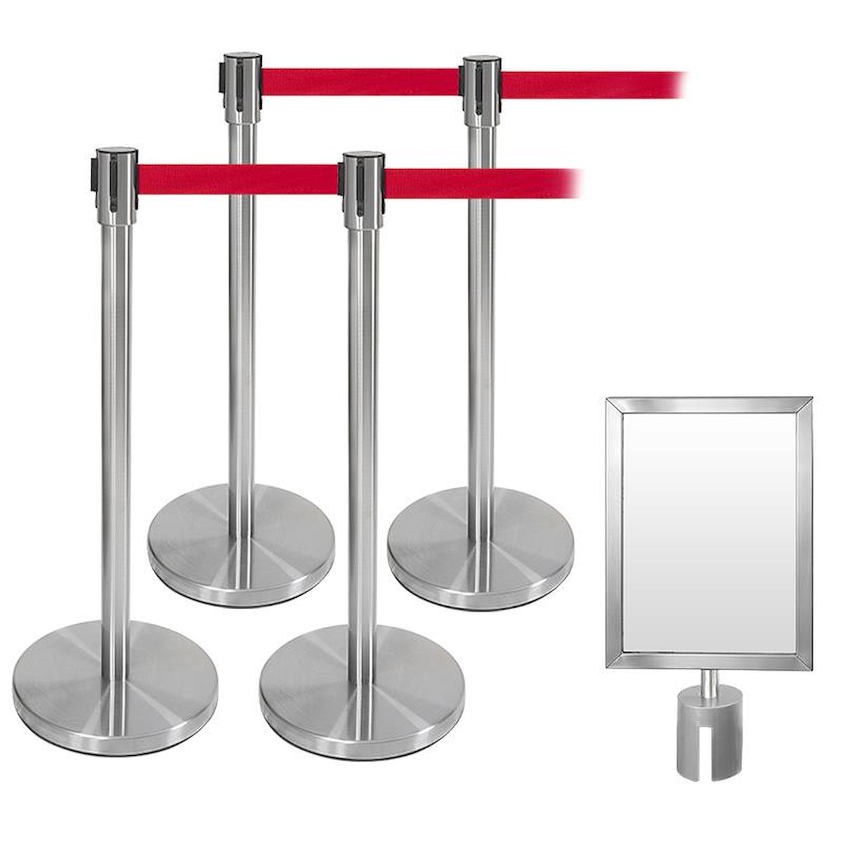 Abgrenzungsständer Set 5-tlg. Edelstahl rot