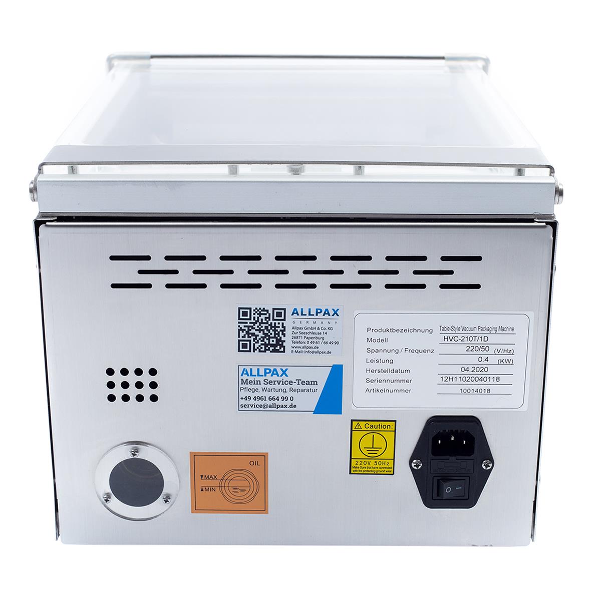 Kammervakuumierer KV 210 Rückseite