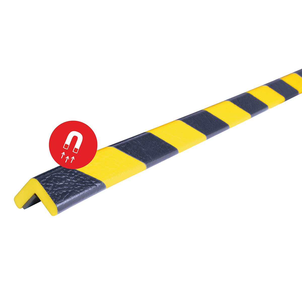 Knuffi Eckschutz Typ E magnetisch 1m Schaumstoff flach gelb schwarz, rot weiß, schwarz PU Schaum flexibel – Eckschutzprofil