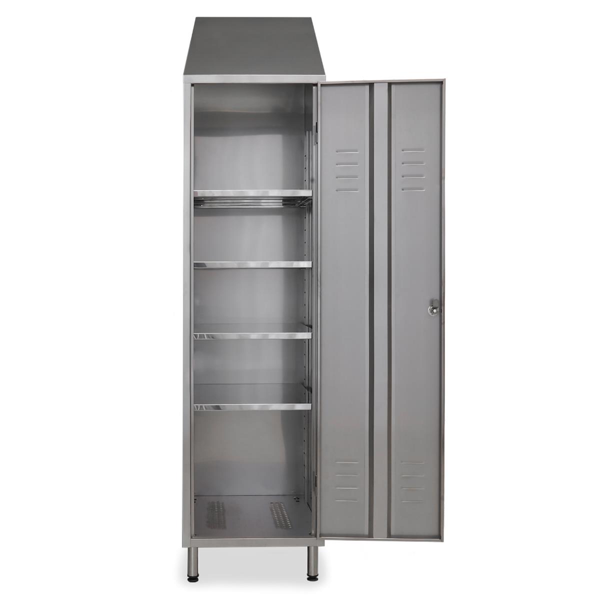 Edelstahlschrank geöffnet