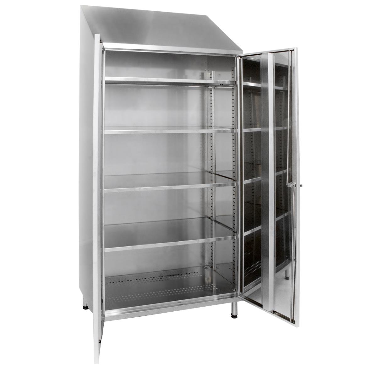 Edelstahlschrank geöffnet