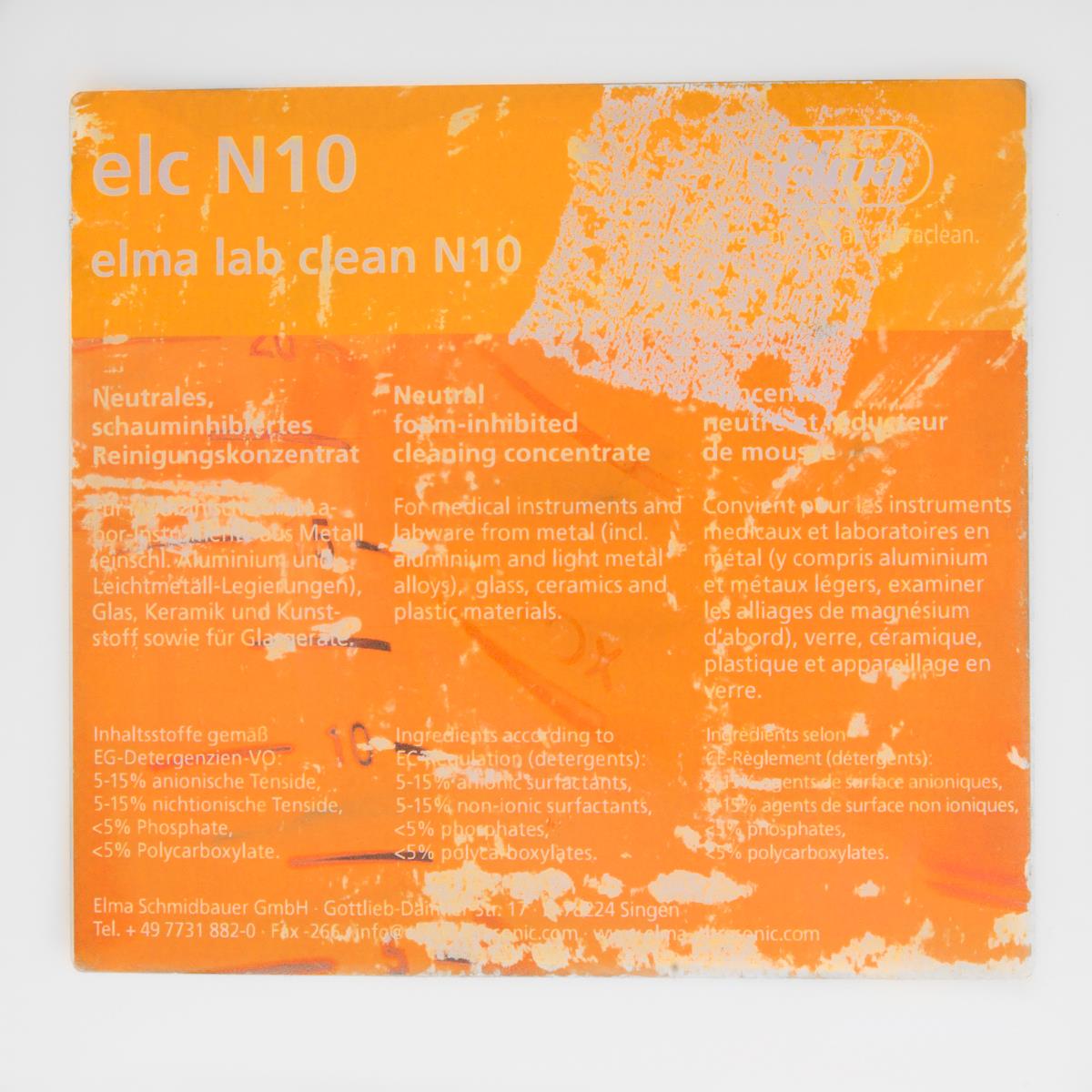 elma lab clean N10  Etikett Vorderseite