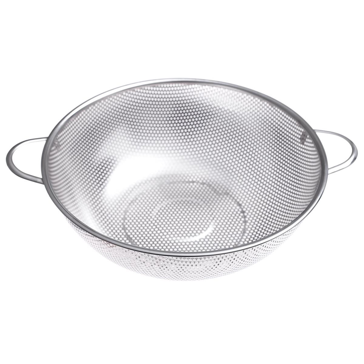 HENDI Gemüsesieb gelocht ø 31,5 x 12 cm Edelstahl perforiert Griff beidseitig mit Fuß, Gastro Küchensieb für Gemüse