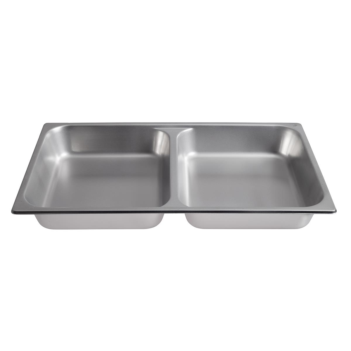HENDI Lebensmittelpfanne GN 1/1 zweigeteilt 2x 3,75 Liter 530 x 325 x 65 mm Edelstahl, Chafing Dish Lebensmittelpfanne