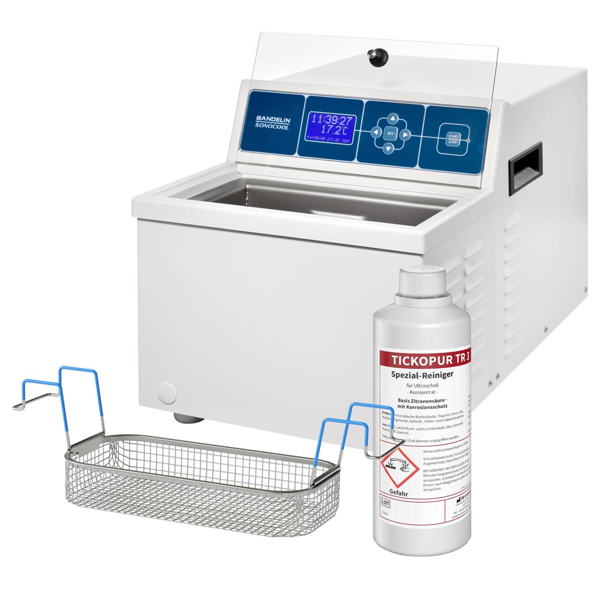 Bandelin SONOCOOL SC 255.2 – Ultraschallbad mit Kühlung,720 W, 35 kHz, 6,3 l, Edelstahl, LCD-Display