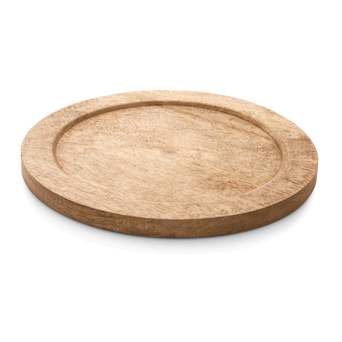 Holzuntersetzer rund ? 30 cm passend für ? 28 cm Bambus Kork Holz Vollweide, Untersetzer