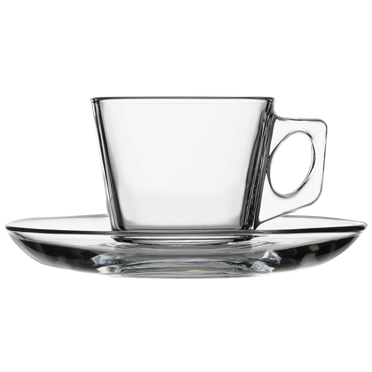 Espressotassen mit Unterteller Set 80 ml, Glas