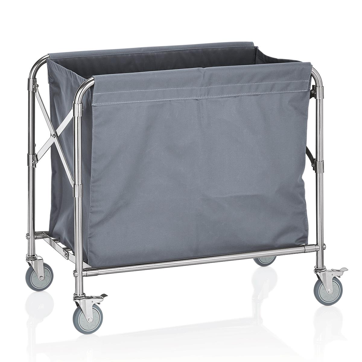 Wäschewagen 200 l grau 81 x 51 x 86 cm Rohrrahmen Ø 2,5 cm Edelstahl Nylon 4 schwenkbare Rollen