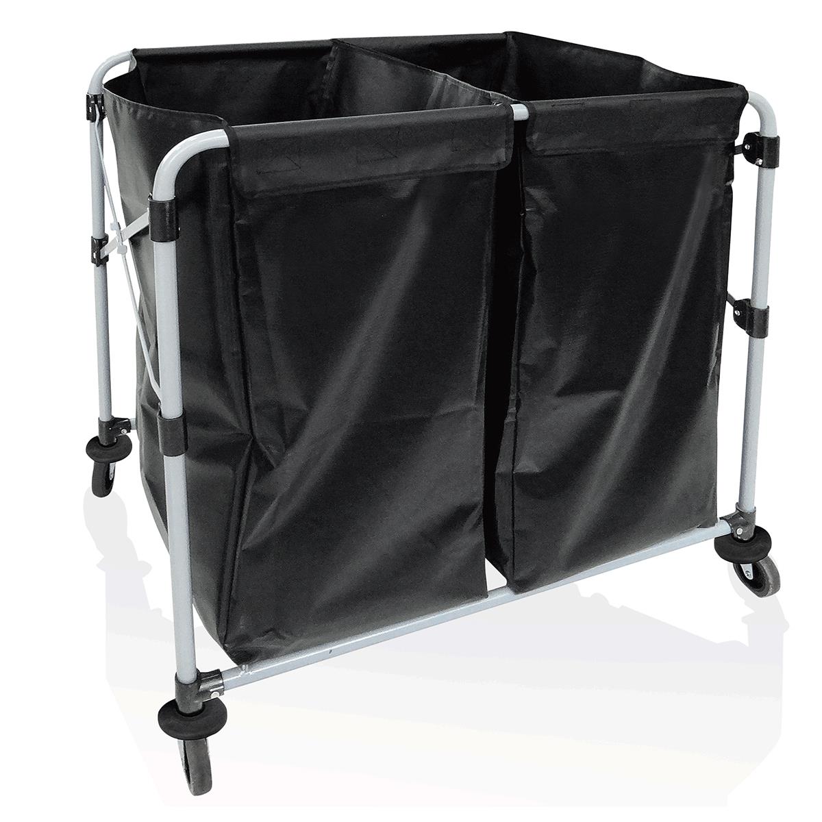 Wäschewagen 300 l 2 Wäschesack 89,5 x 66 x 86 cm Vinyl Eisen 4 Rollen
