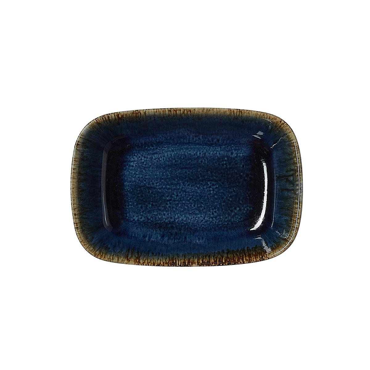 Schalen Set Porzellan rechteckig 12 x 8 x 2,5 cm weiß blau 6 Stk. 600 ml, Schüssel Set