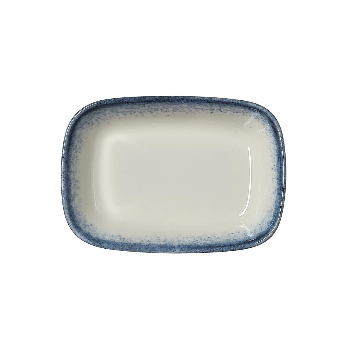 Schalen Set Porzellan rechteckig 12 x 8 x 2,5 cm weiß blauer Rand 6 Stk. 600 ml, Schüssel Set