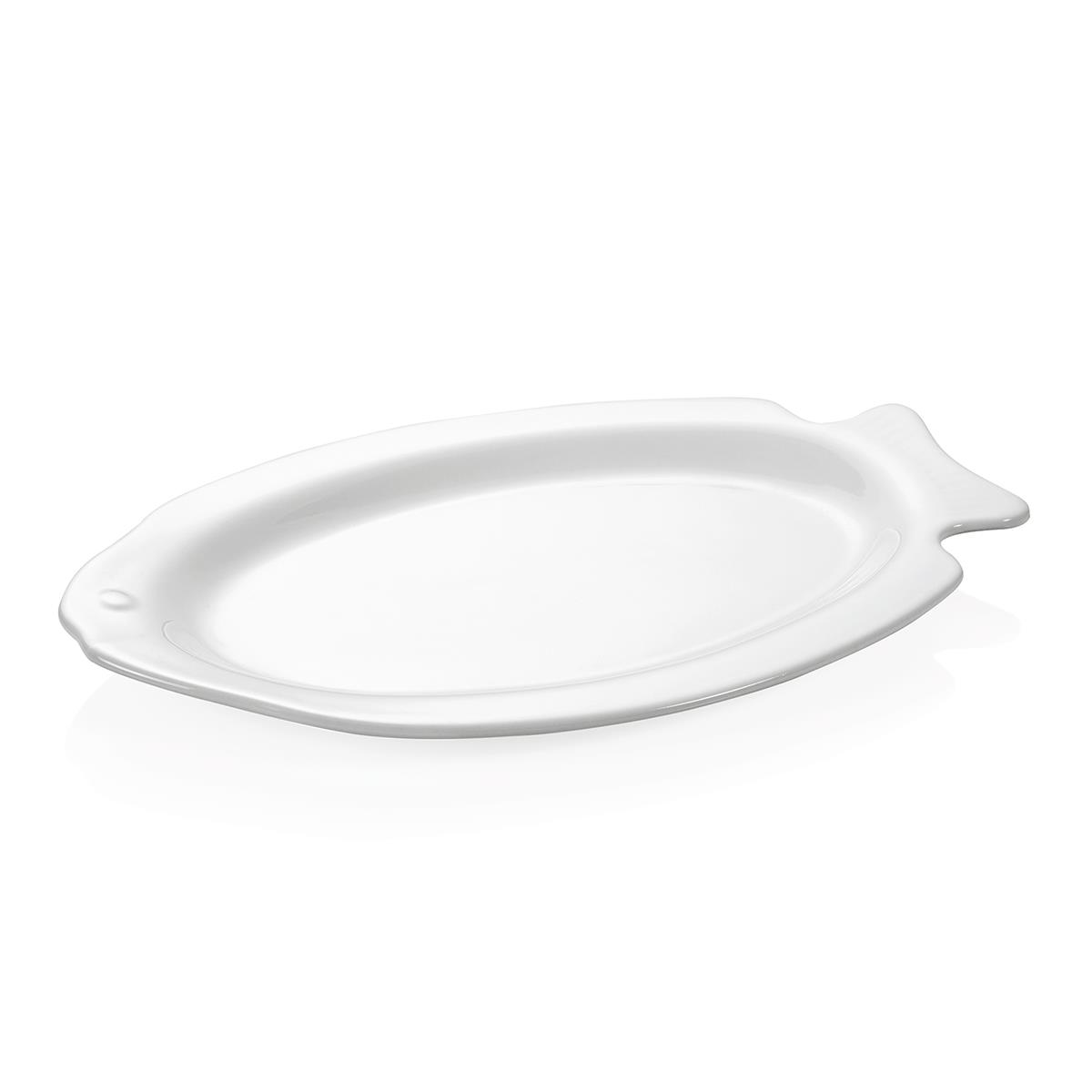 Servierplatte Porzellan Fischform 37,5 x 25 cm – spülmaschinenfest, 6er Set
