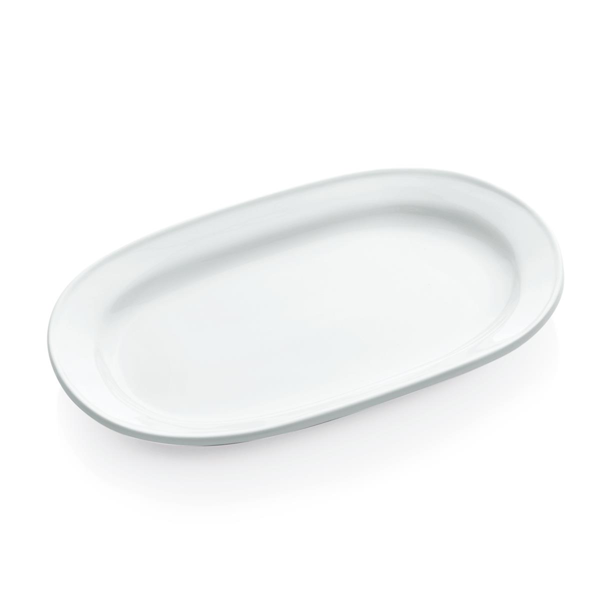 Porzellanplatte oval 36 x 21 cm – weiß, spülmaschinengeeignet, 2er Set