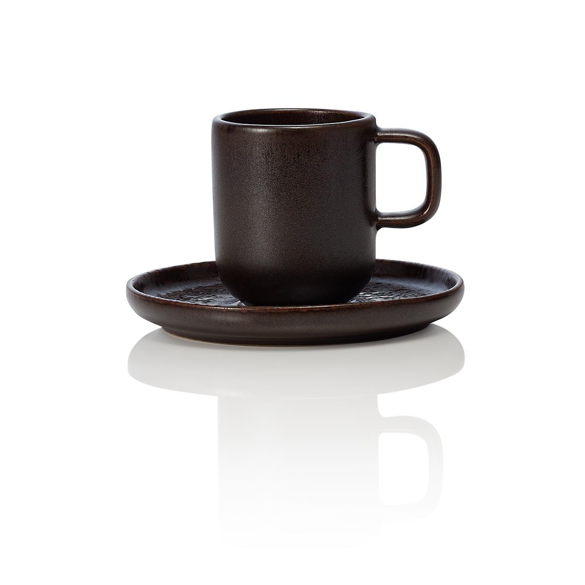 Ober- und Untertasse Metallic Brown