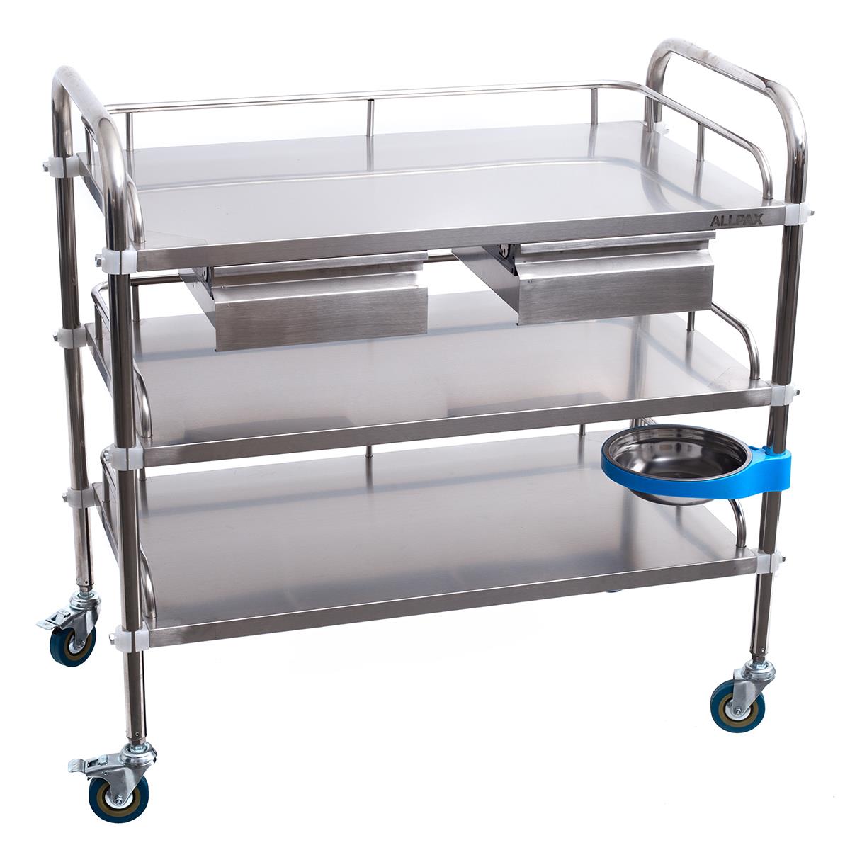 Laborwagen mit 3 Ablagen und 2 Schubladen 80 x 48 x 86 cm