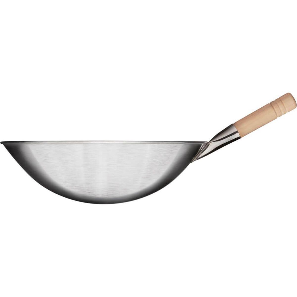 Wok-Pfanne, gebürsteter Edelstahl