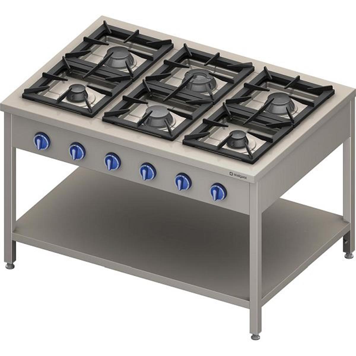 Gasherd Serie 900 mit 6 Brennern, 36,5 kW