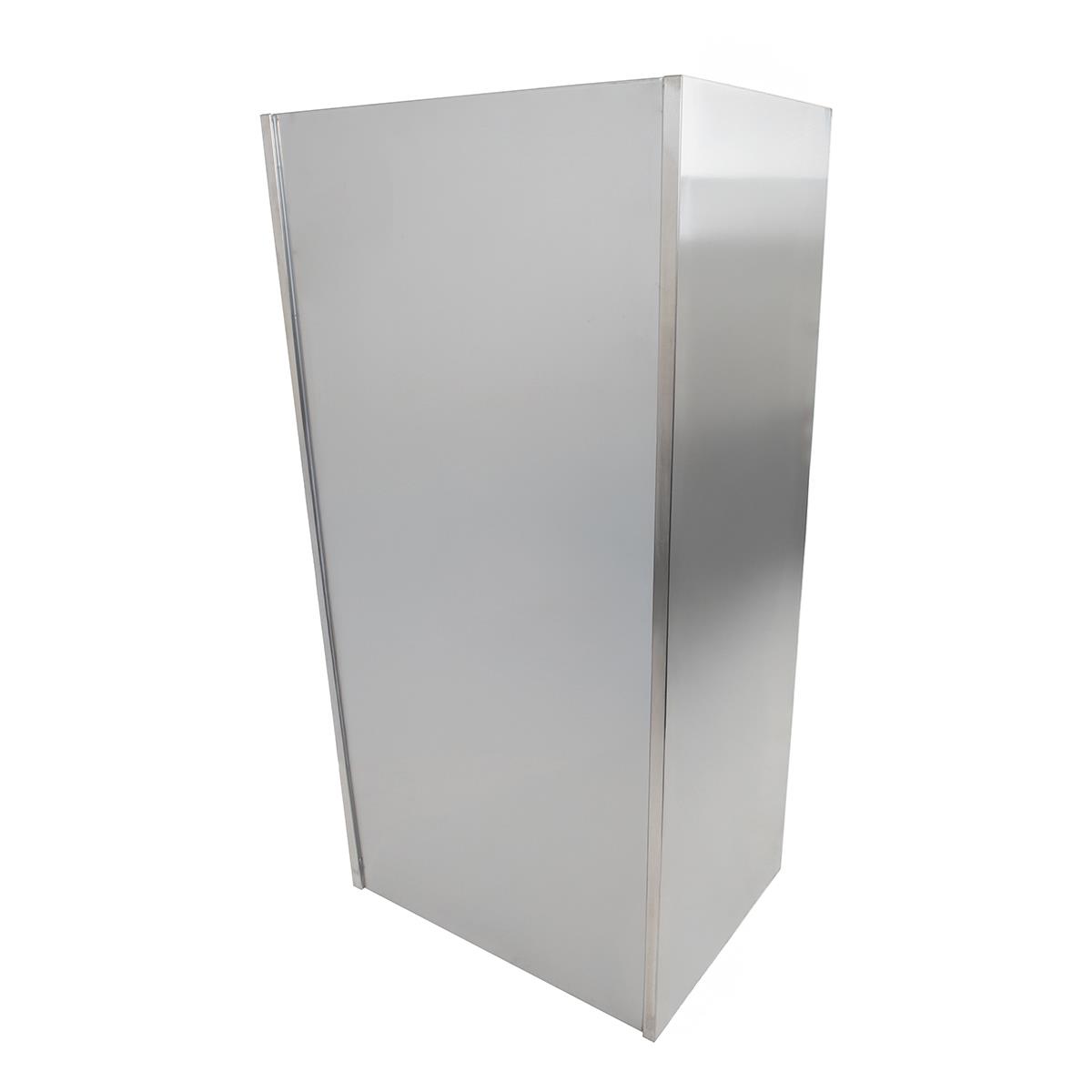 Edelstahlschrank mit Glastüren, Schubladen + Unterschrank, 90 x 180 cm