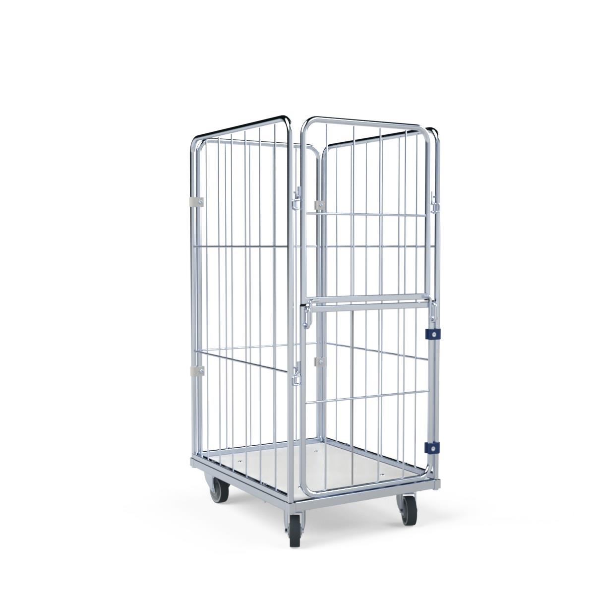 Wäschecontainer Premium I 4.0 M, Kunststoffboden, galvanisch verzinkt, 600x740 mm