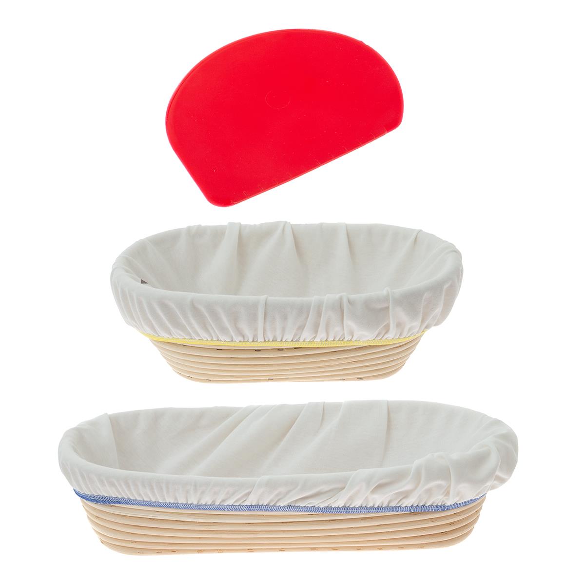 Gärkörbchenset oval 500 & 1000 g mit Schaber