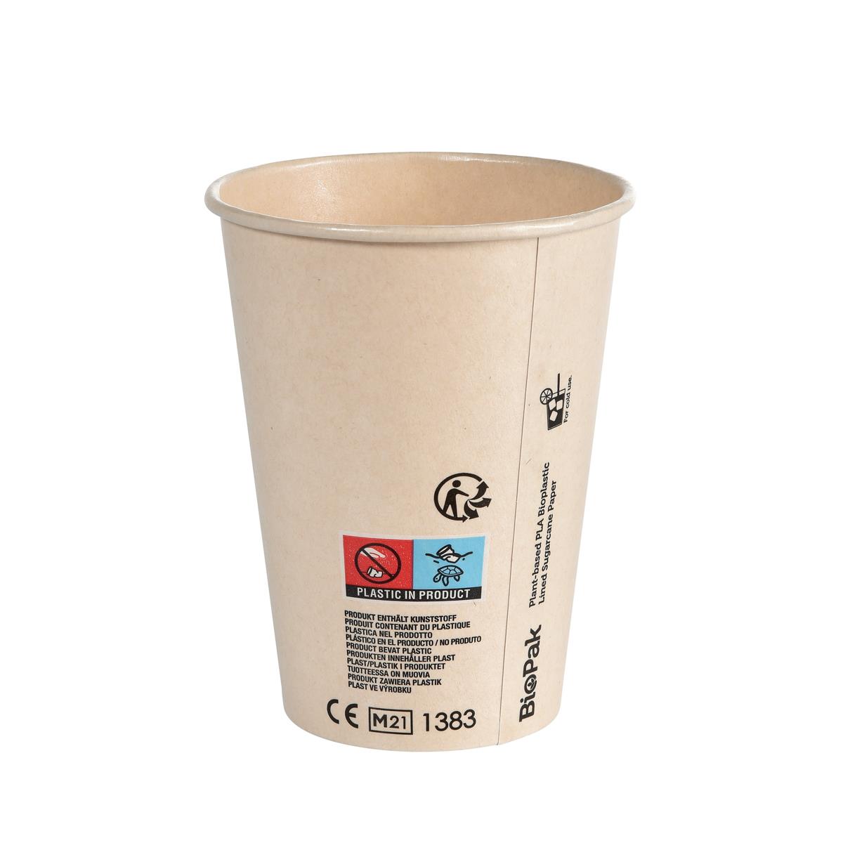 Breeze Becher unbedruckt – Bio-Einwegbecher aus Bagasse, weiß, für Heißgetränke