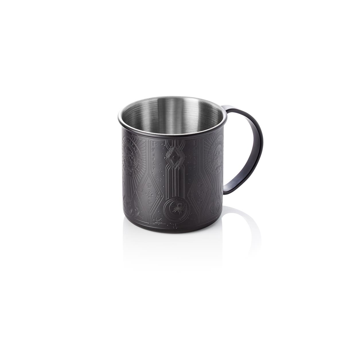 Moscow Mule Becher TATTOO 450 ml Edelstahl Schwarz/Silber graviert
