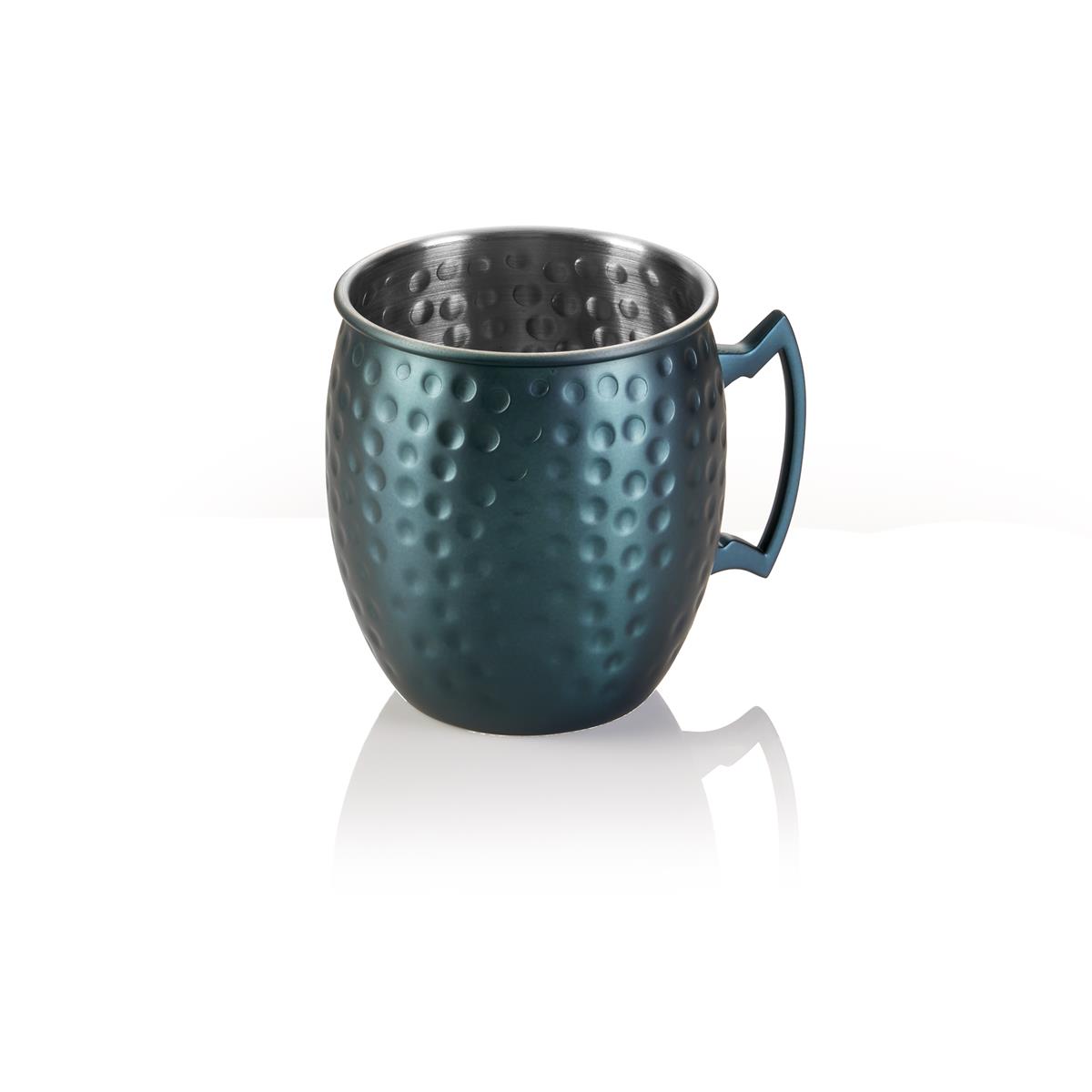 MOSCOW MULE Becher Edelstahl 500 ml Blau Schwarz Gun Metal gehämmert