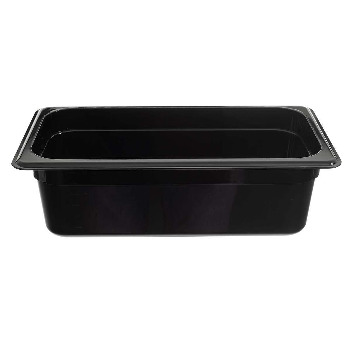 GN 1/3 Behälter aus Polycarbonat, 100 mm Höhe, schwarz – temperaturbeständig von -40°C bis +99°C