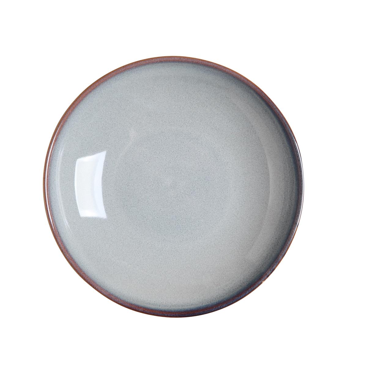 Teller flach Serie Moon, 6 Stück, Porzellan grau, spülmaschinenfest, 230 mm Durchmesser