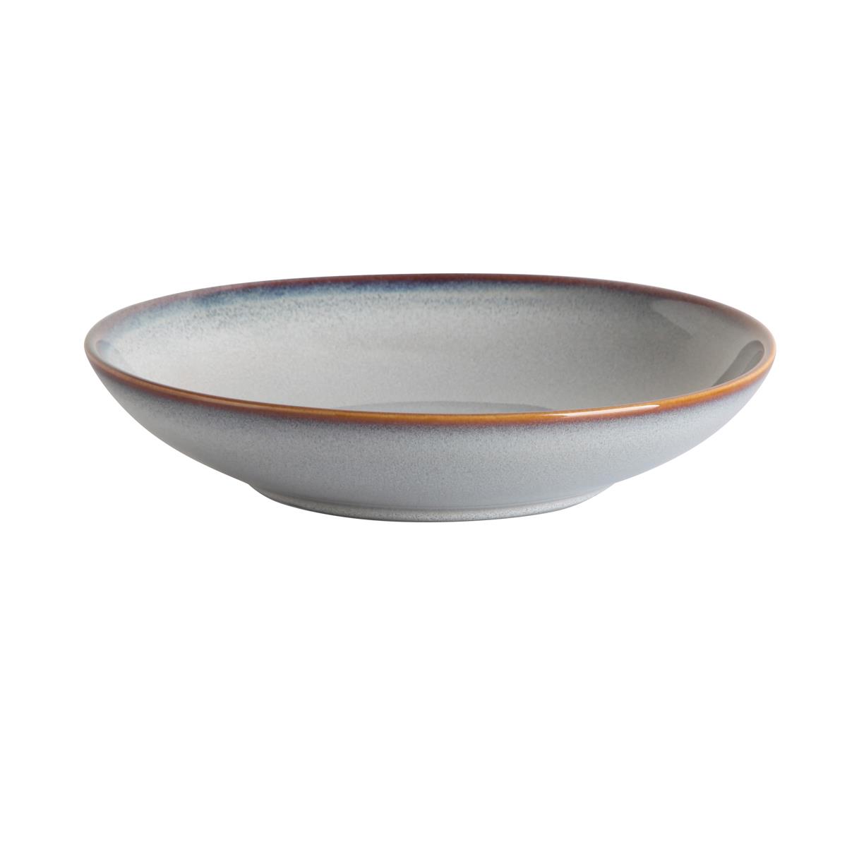 Teller tief Serie Moon, 4 Stück, Porzellan grau, Durchmesser 230 mm und 260 mm, spülmaschinenfest