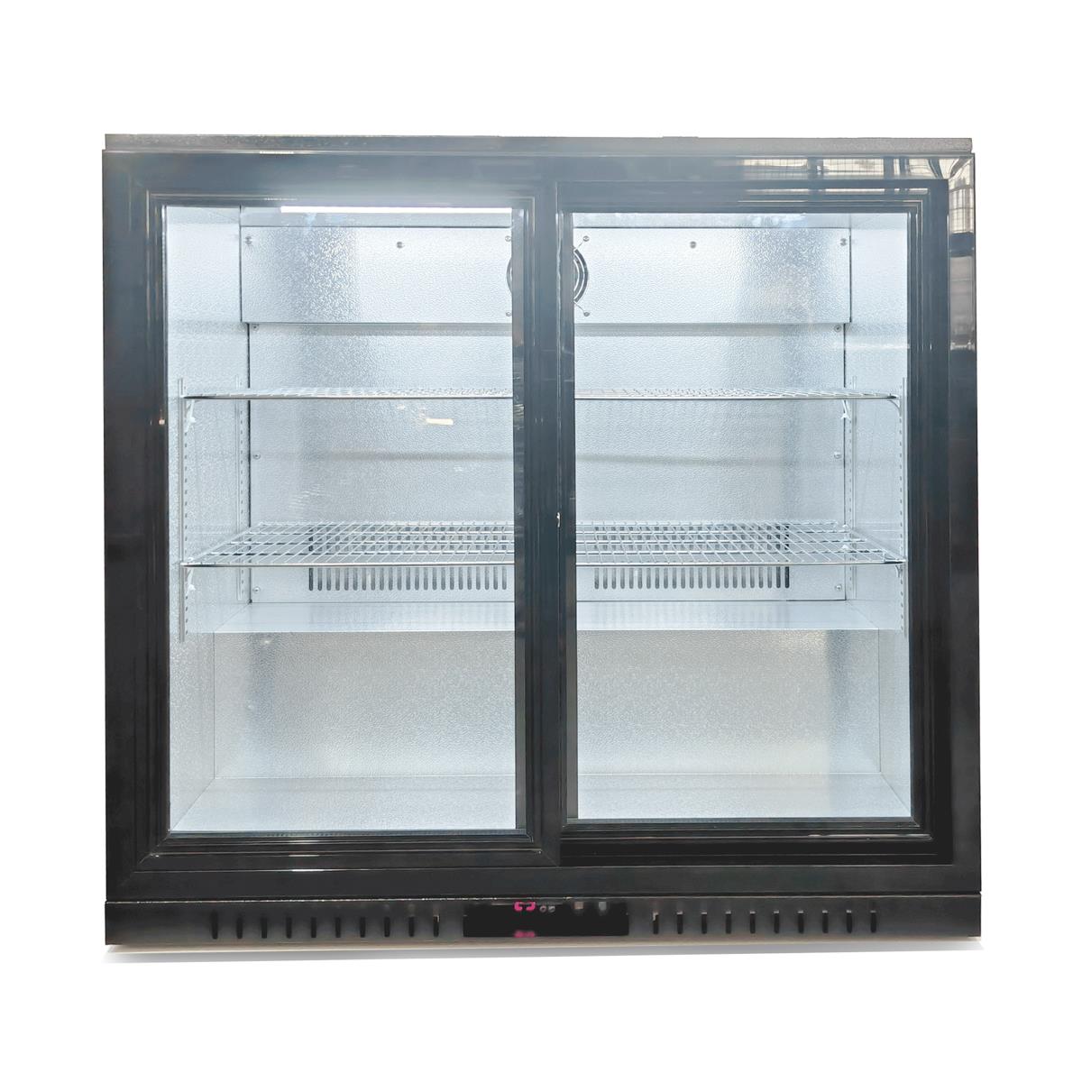 Bar Display Cooler, zwei Schiebetüren, schwarz