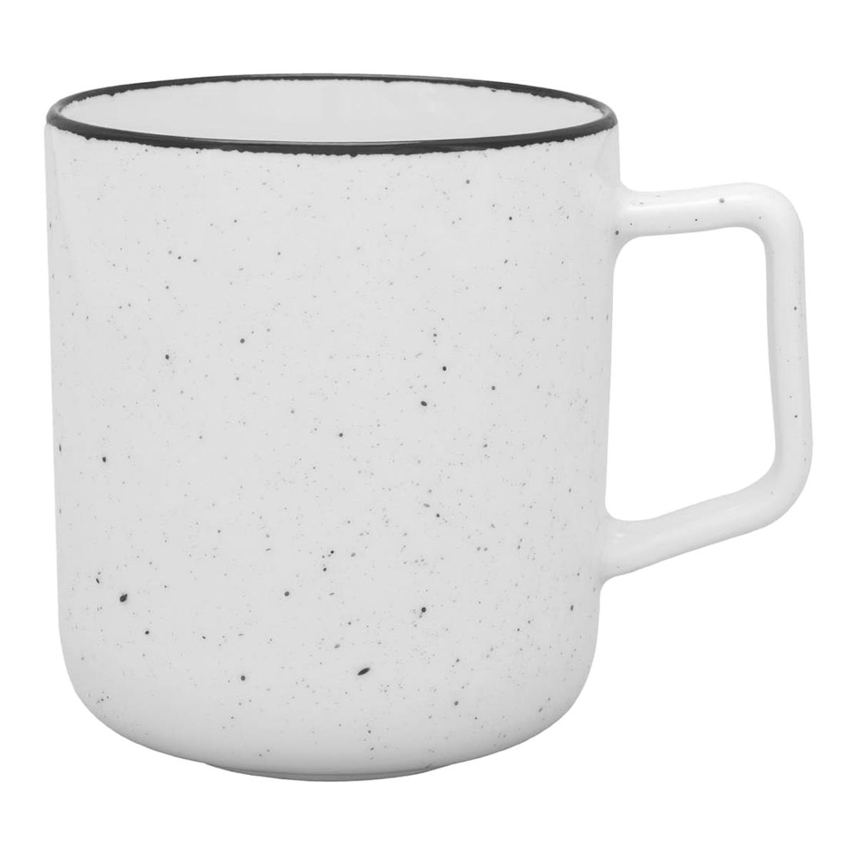 Henkelbecher Serie Ankara, weiß mit schwarz gesprenkeltem Rand, 400 ml, Ø 85 mm, Porzellan, 6 Stück