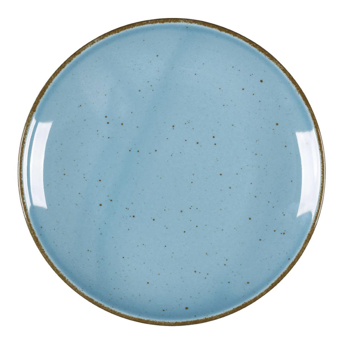 Teller flach Serie Hotel, 12 Stück, Porzellan, türkis braun gesprenkelt, Ø 210 mm oder 280 mm, Lubiana ART
