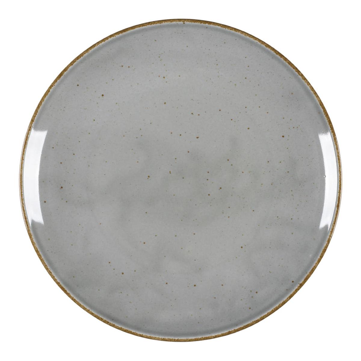 12 x Teller flach Serie Hotel – Ø 210 oder 280 mm, Porzellan grau -braun gesprenkelt, backofen / mikrowellenfest