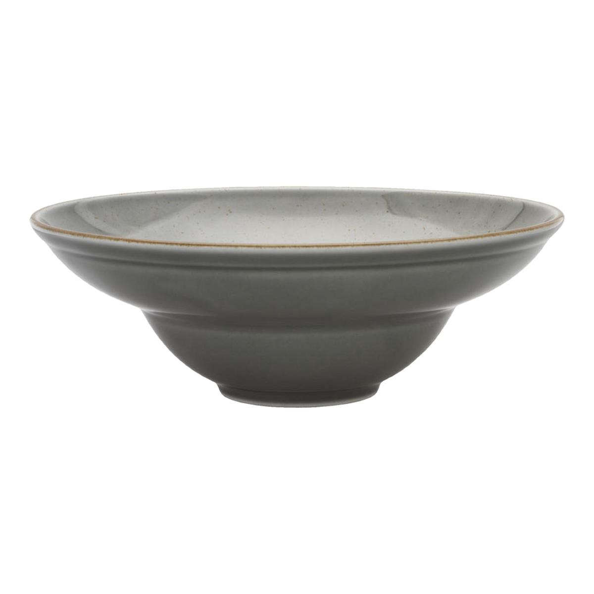 6 x Pastateller Serie Kaszub – Ø 240/260 mm, Porzellan grau-braun gesprenkelt, spülmaschinenfest