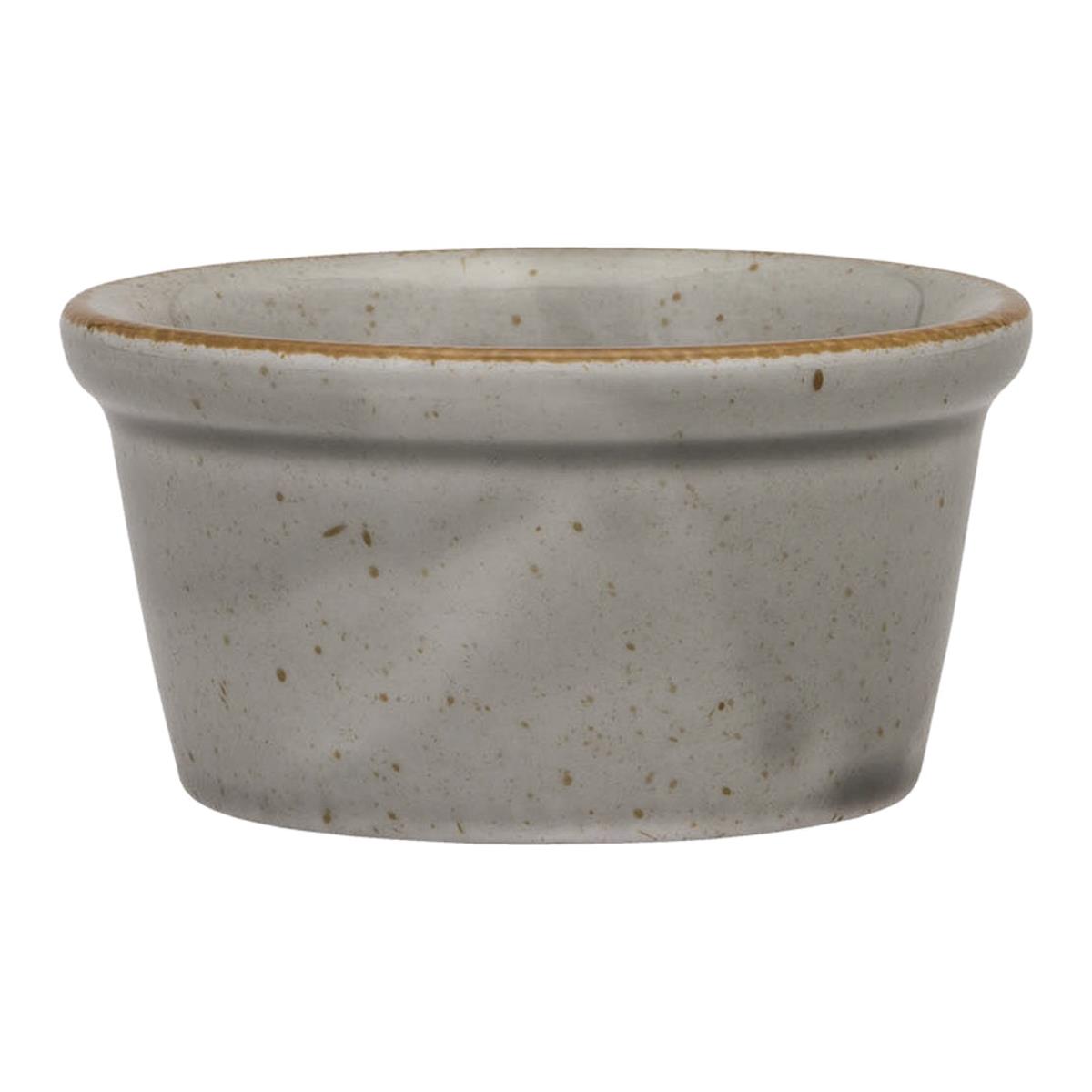12 x Dipschale Serie Ameryka Ø 80 mm – Porzellan grau -braun gesprenkelt, spülmaschinenfest