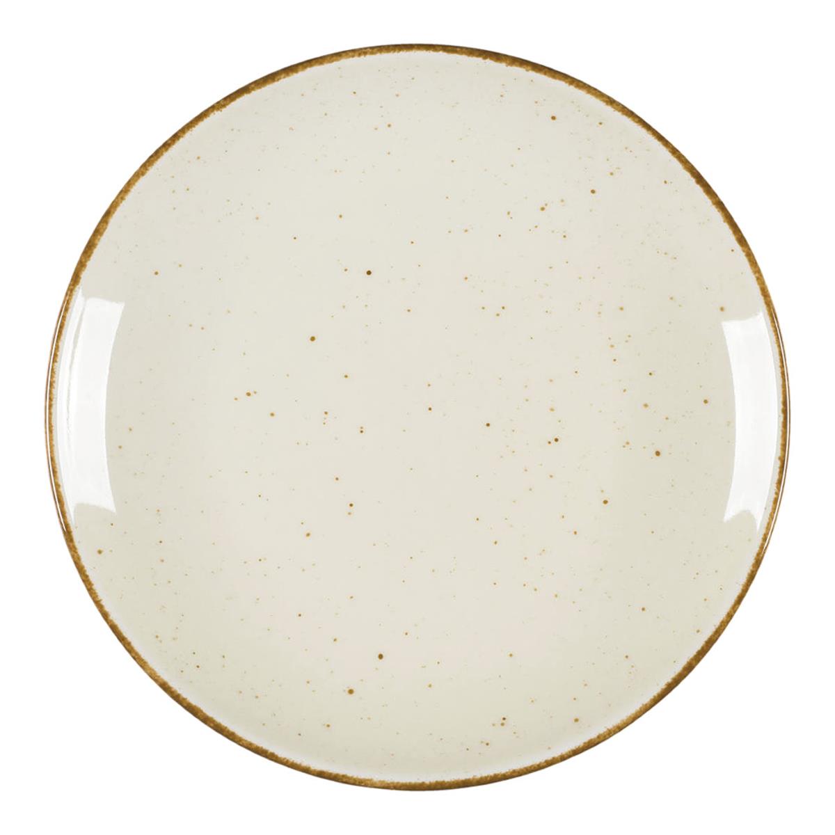12 x Teller flach Serie Hotel – Ø 210 oder 280 mm, Porzellan creme-braun gesprenkelt, backofen / mikrowellenfest